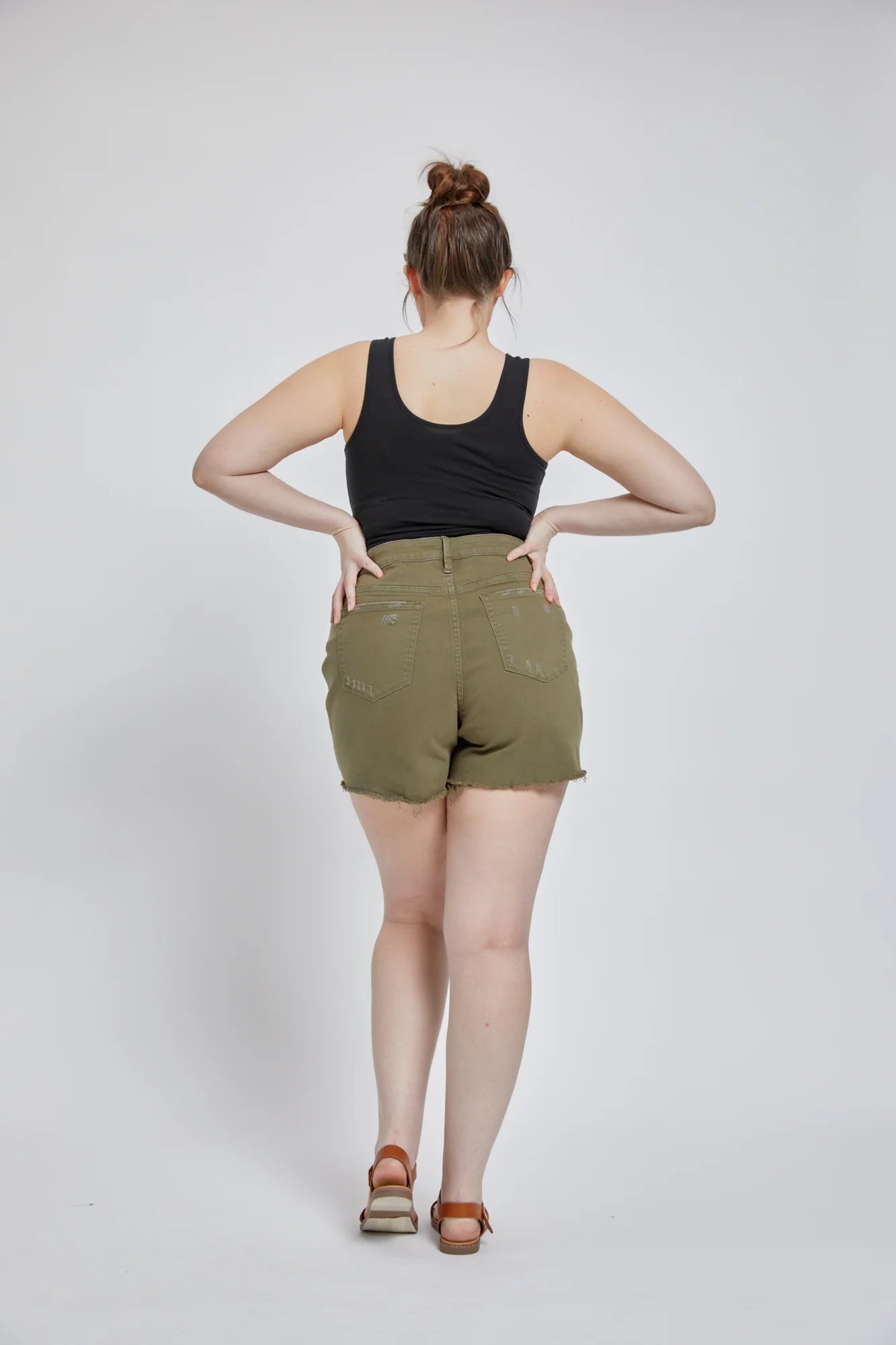 Olive High Rise Shorts