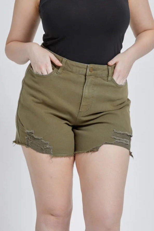 Olive High Rise Shorts
