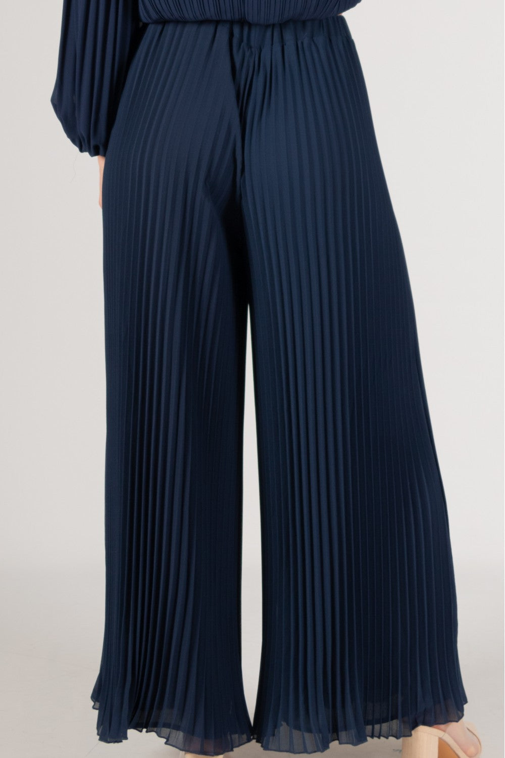 Pleated Chiffon Wide Leg Pants