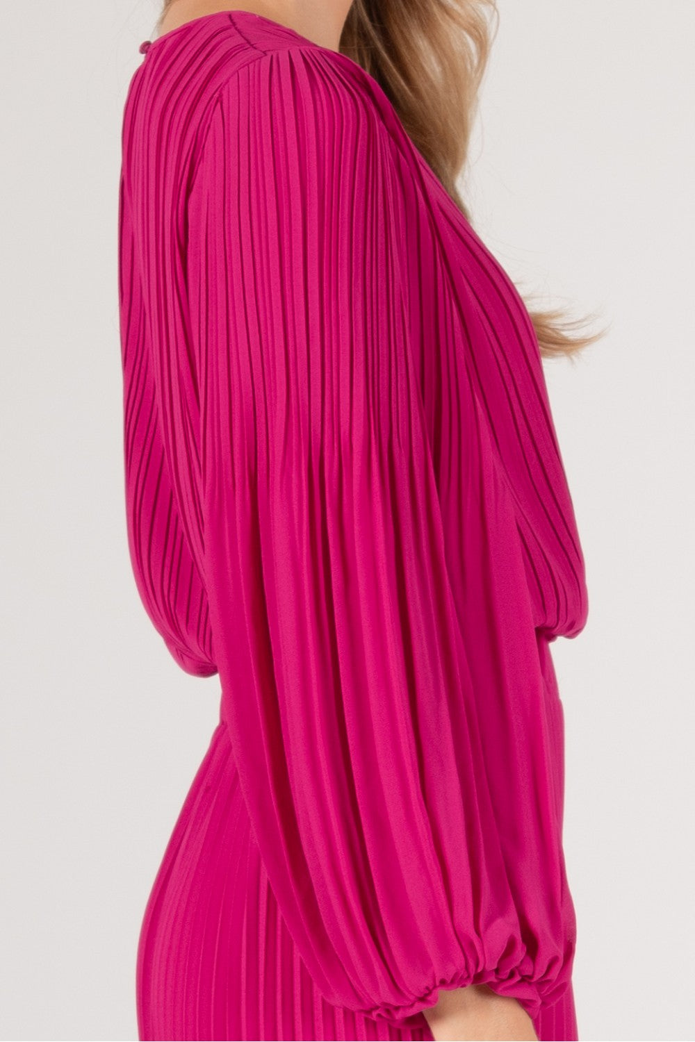 Pleated Chiffon Flounce Sleeve Top