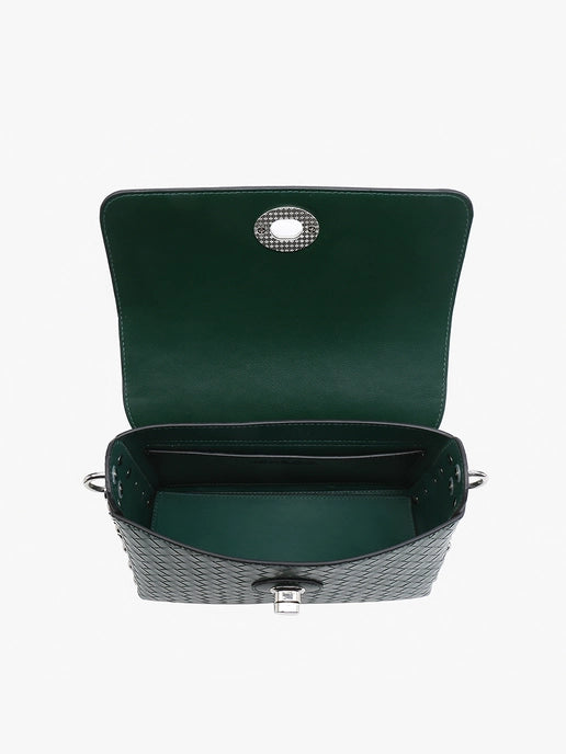 Yazmin Faux Woven Crossbody w/ Chain Strap