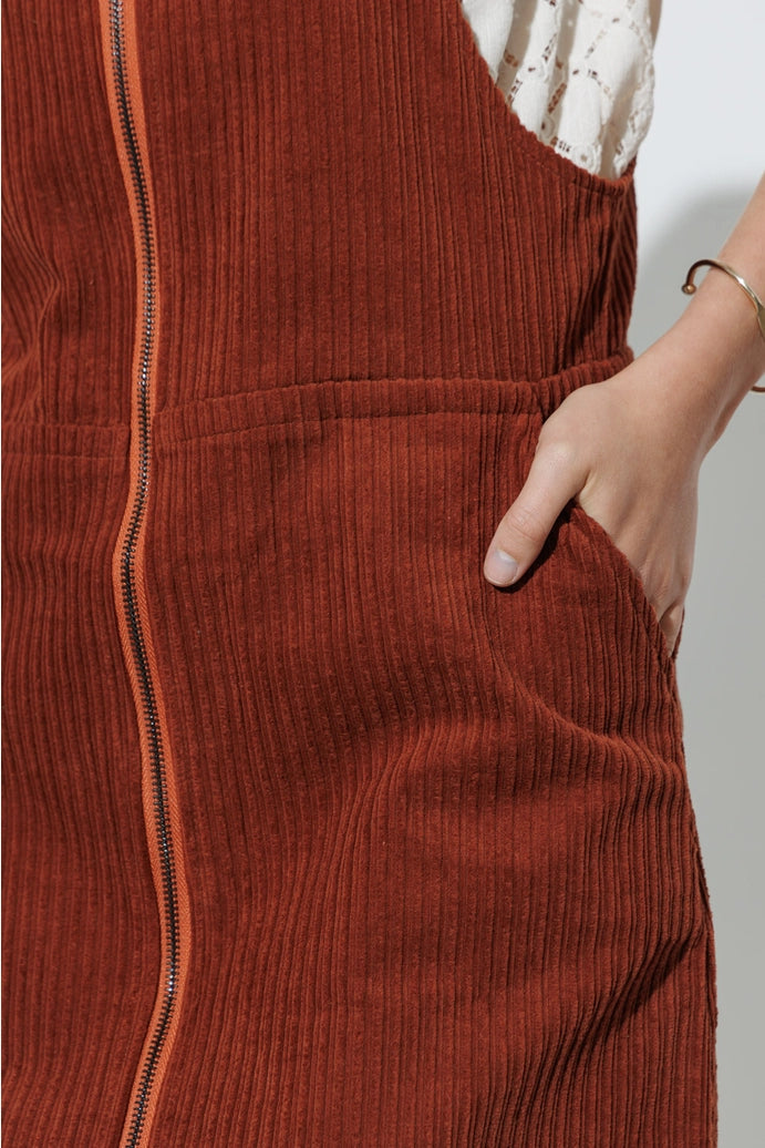 Corduroy Zip Up Mini Dress