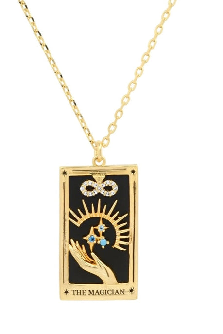 Tarot Card Necklace- Magician- 14K Gold Stainless Steel