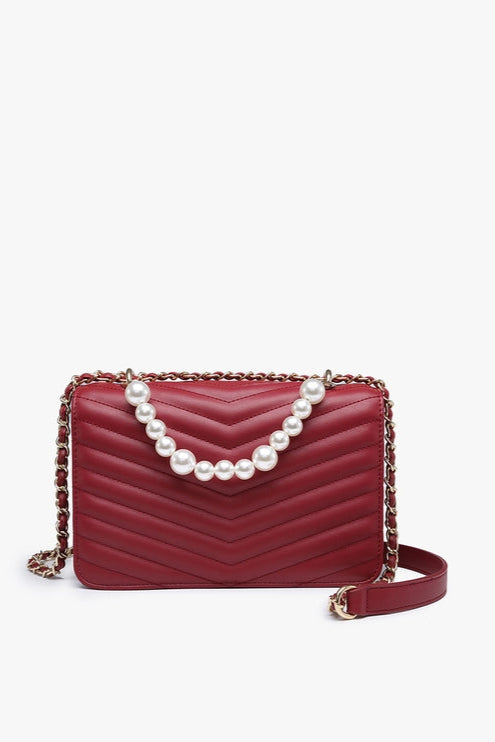 Chevron Crossbody w/ Pearl Handle
