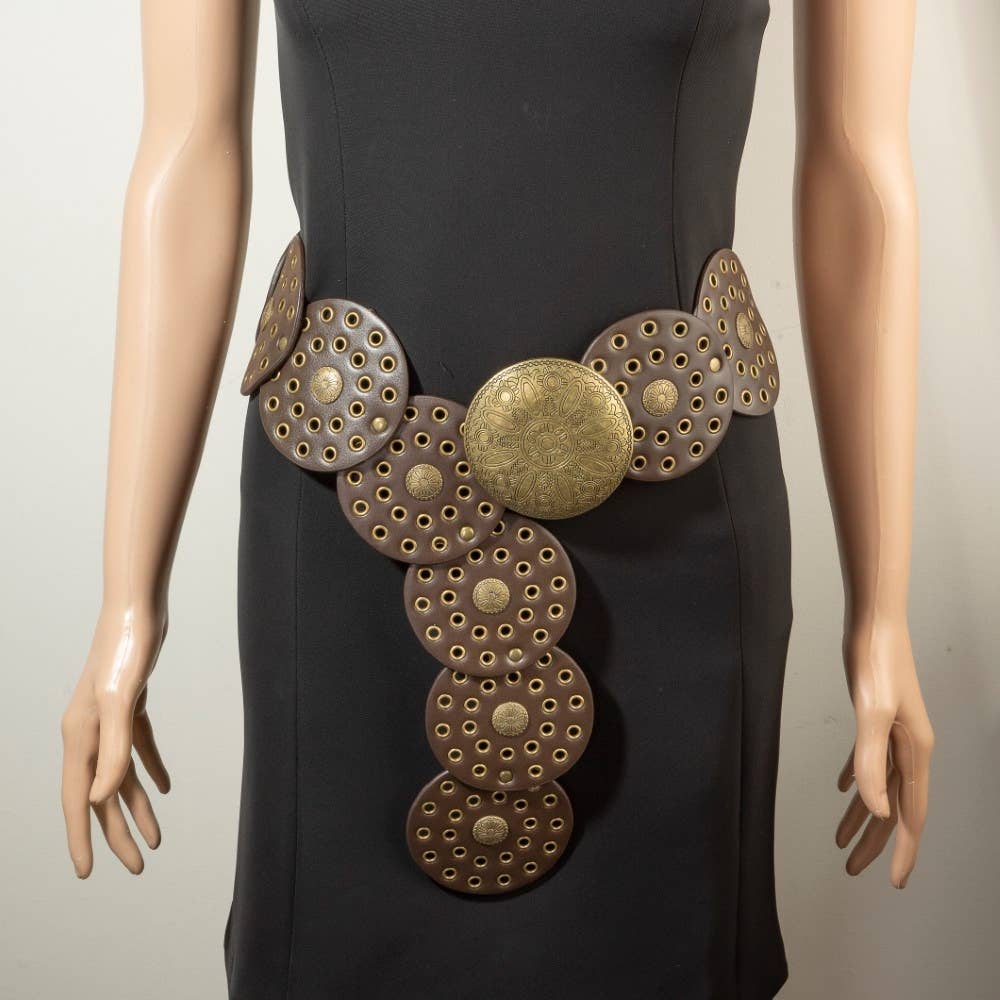 Wide Concho Disc Western Statement Belt