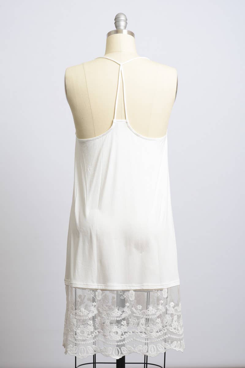 Versatile T-Back Lace Midi Slip