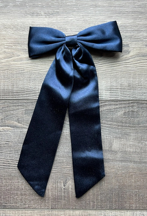Long Satin Hair Bow with Alligator Clip