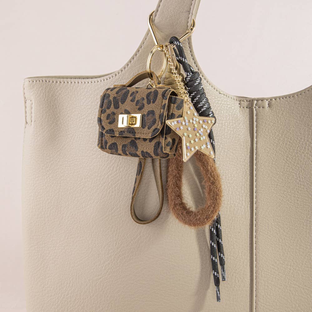 Leopard Print Mini Handbag Star Bag Charm