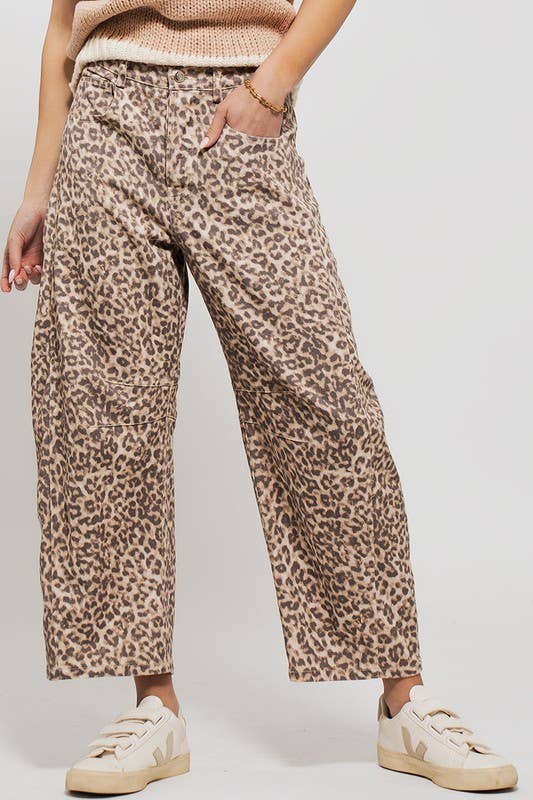 Leopard Print Wide Leg Camo Pants