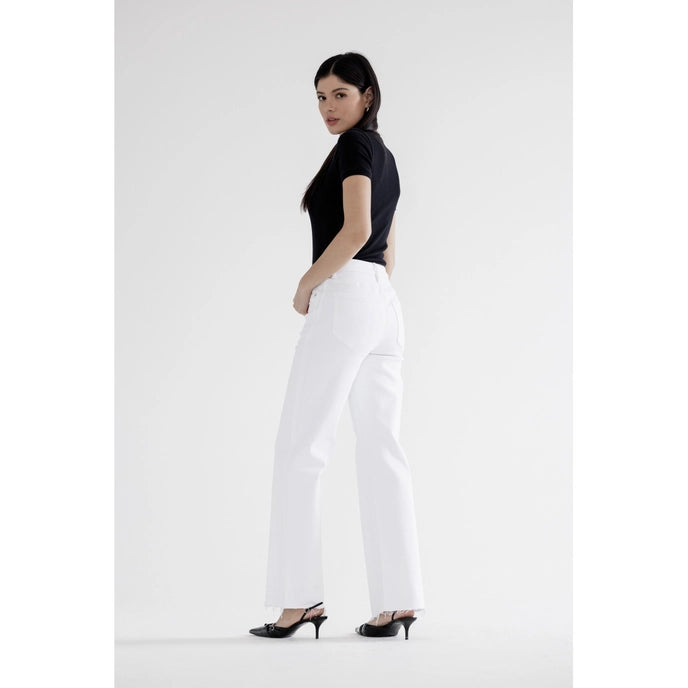 High Rise Wide Leg with Raw Hem