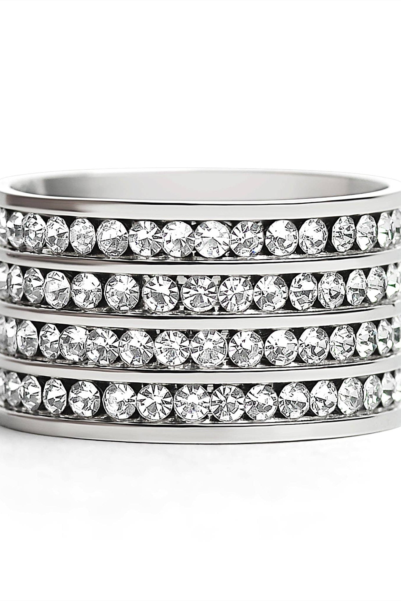 CZ Eternity Quadruple Stainless Steel Ring