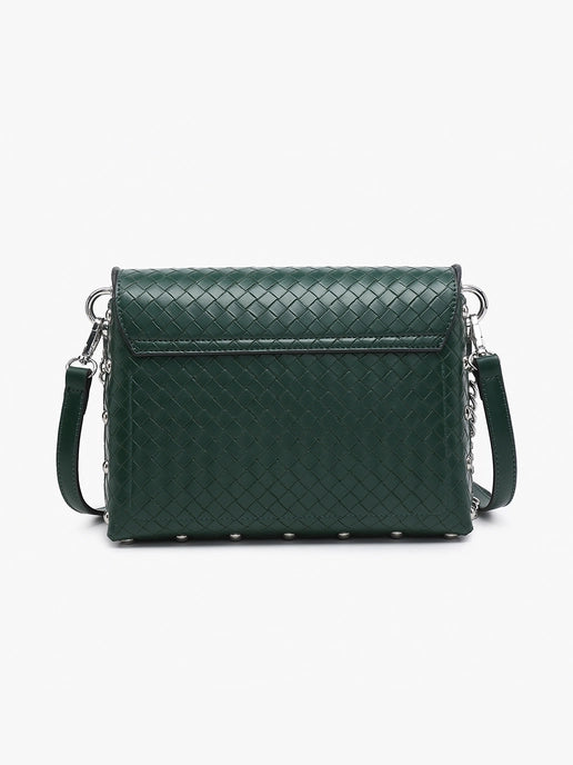 Yazmin Faux Woven Crossbody w/ Chain Strap