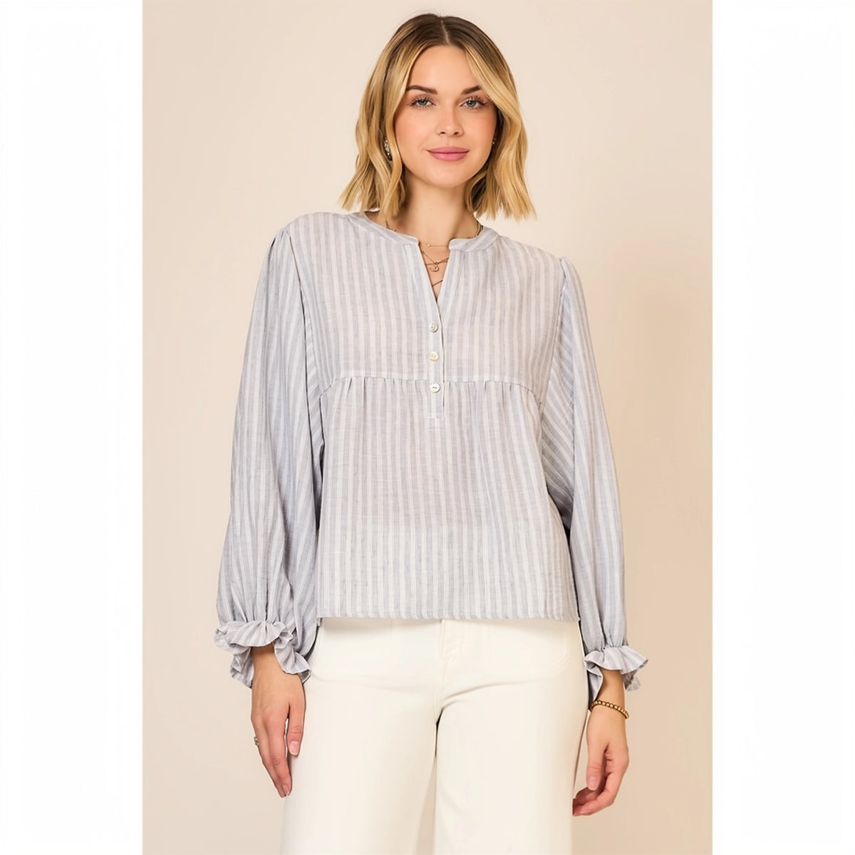 Coastal Escape Striped Top Blue
