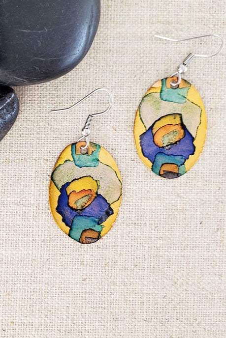 Alcohol Ink Small Oval Earrings