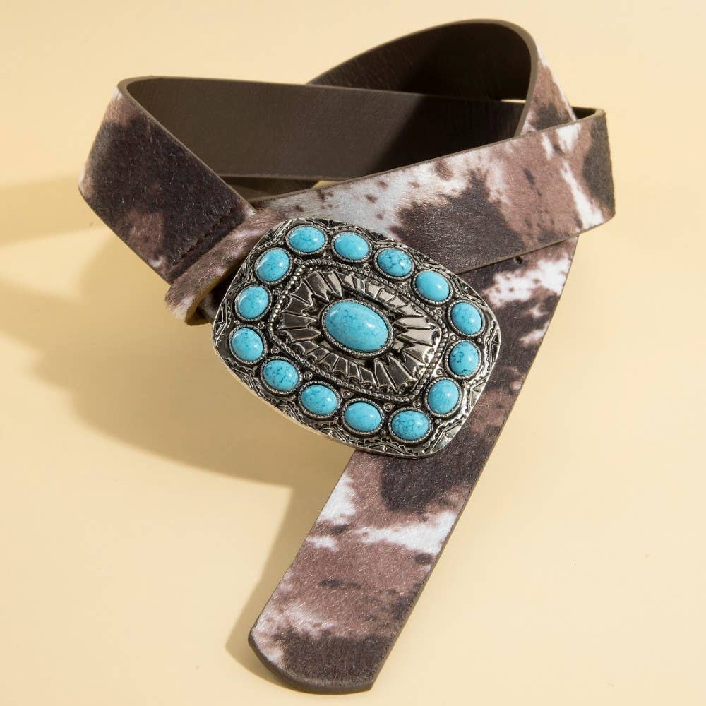 Turquoise Stone Western Concho Buckle Belt
