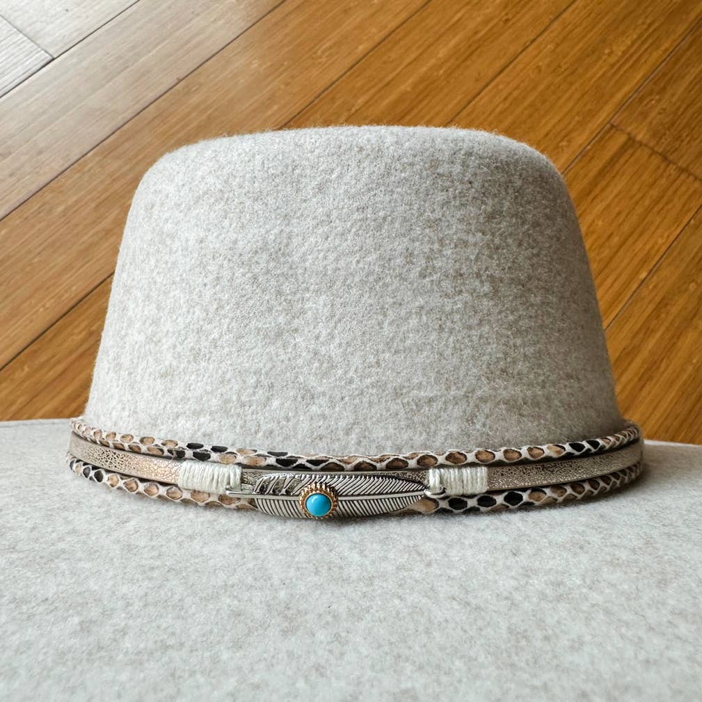 Oatmeal Fedora with Multi-Accent Faux Leather Trim