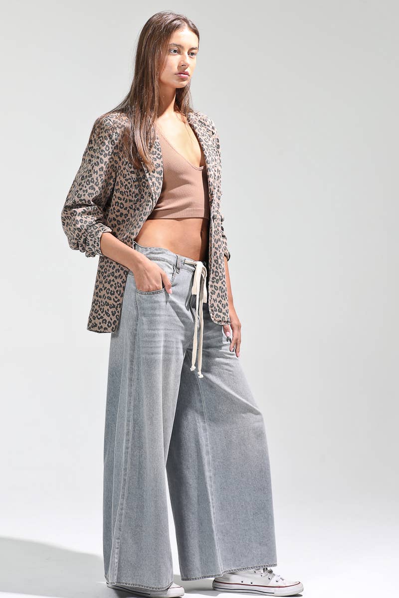 NB80027 - Leopard printed single button blazer