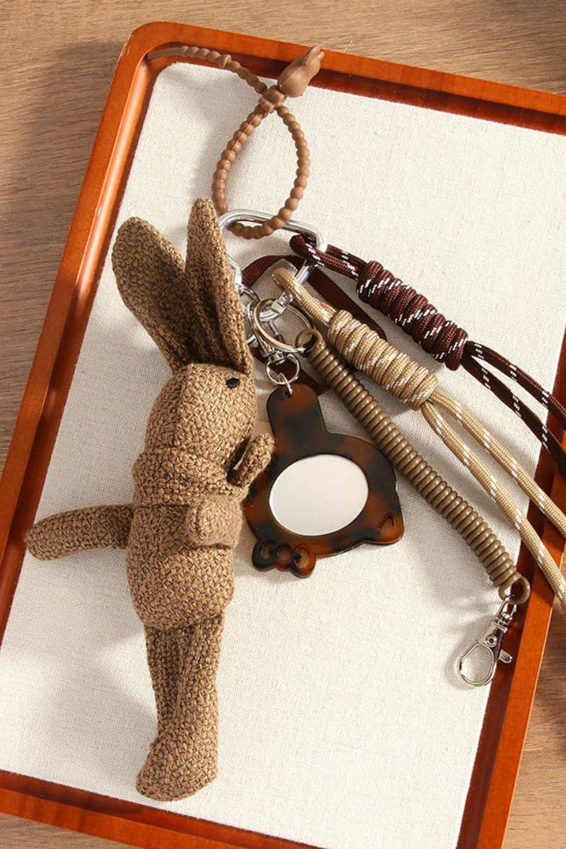 Whimsical Wish Rabbit Bag Charm-Handwoven Linen BagAccessory