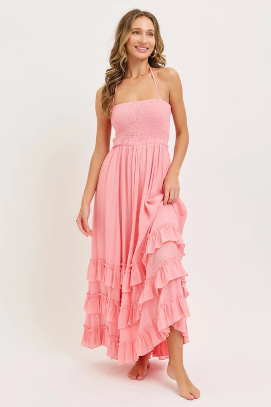 Halter Tiered Maxi Dress