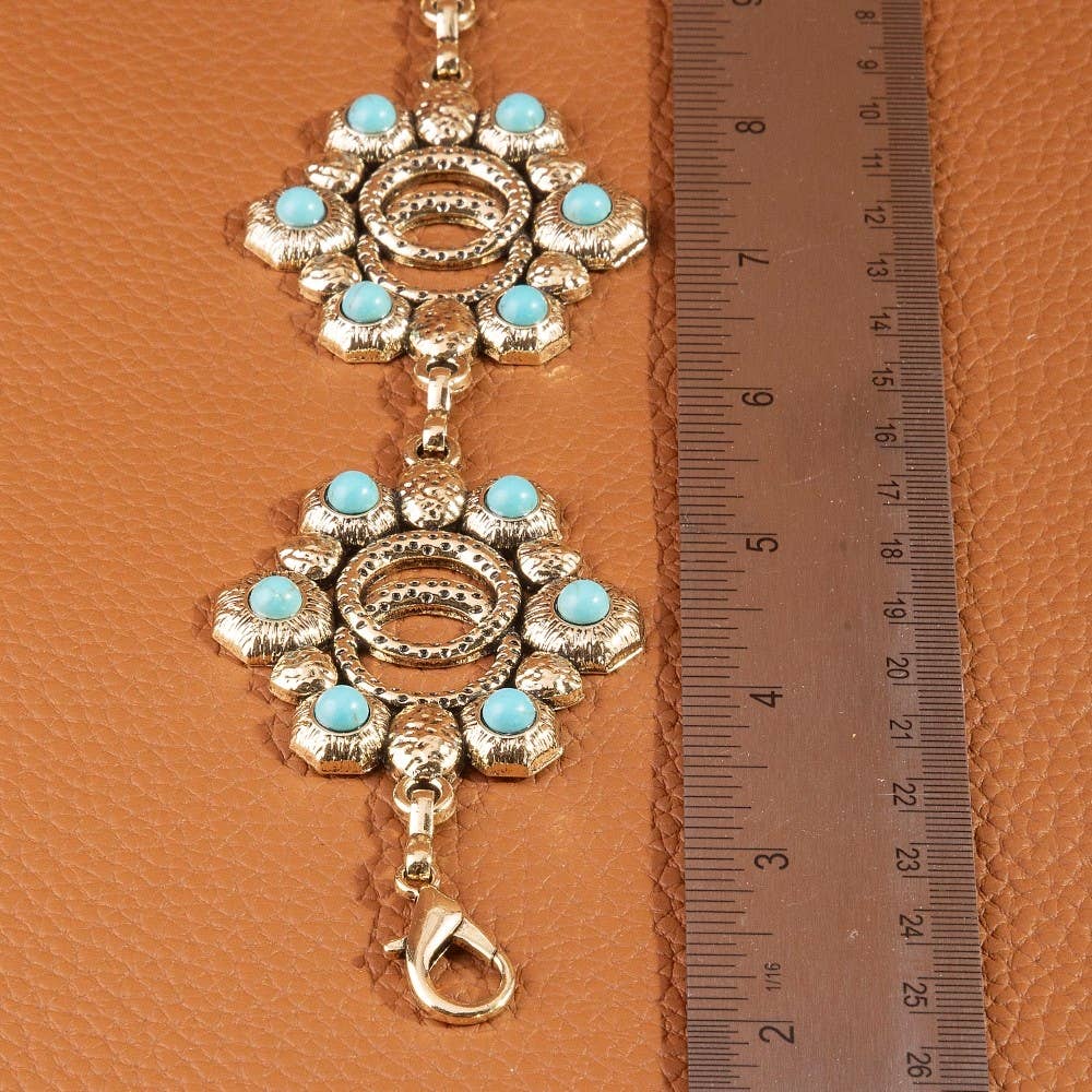 Turquoise Floral Concho Chain Belt