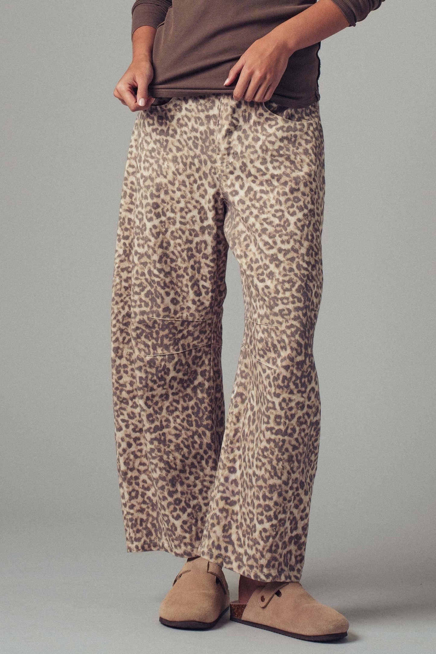 Leopard Print Wide Leg Camo Pants
