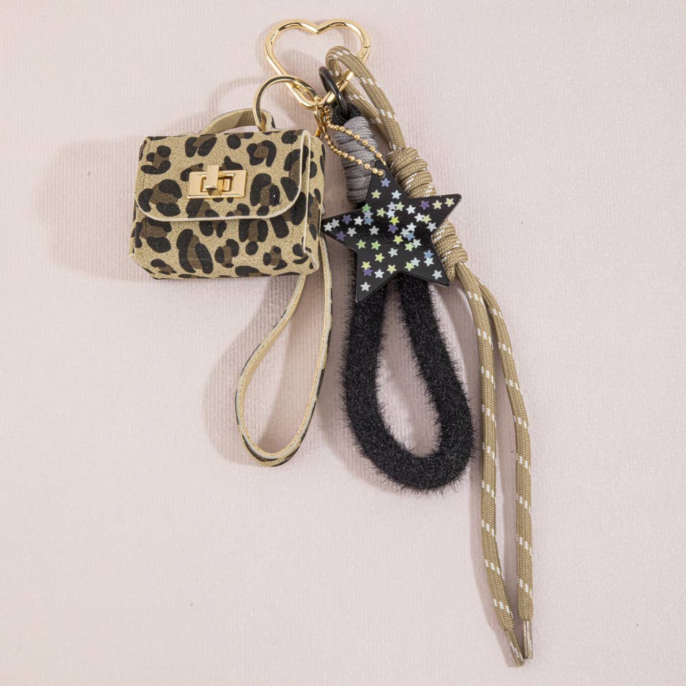 Leopard Print Mini Handbag Star Bag Charm
