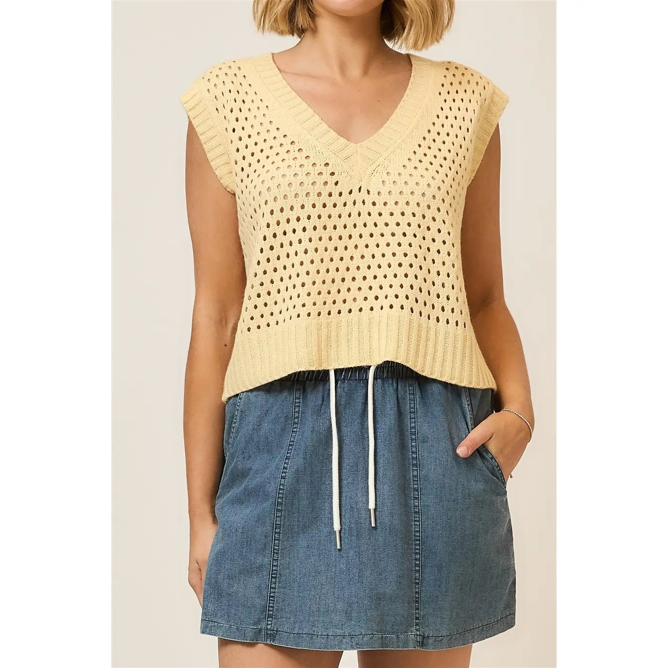 Open Knit Sweater Vest