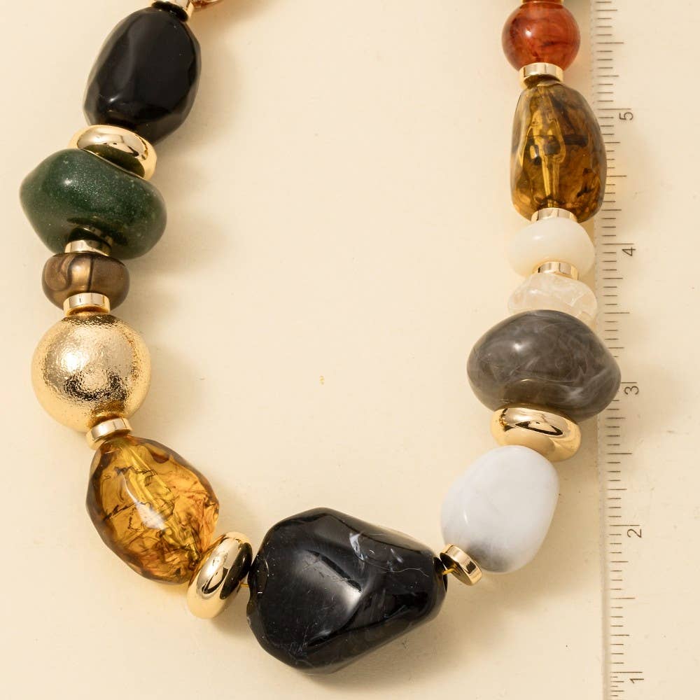 Mixed Chunky Marble Acrylic Beads Necklace
