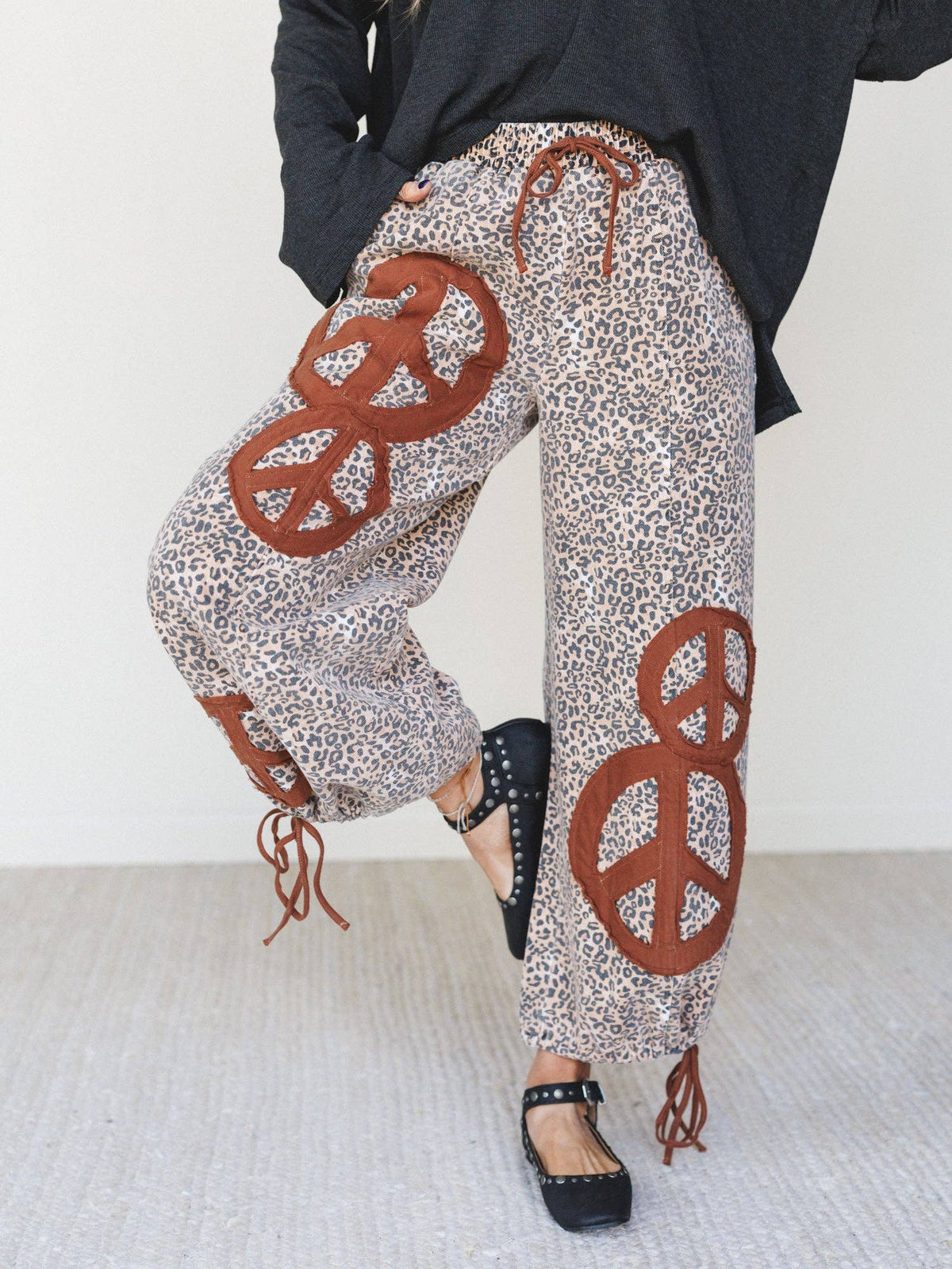 Laurel Lee Patchwork Pants - Taupe Leopard