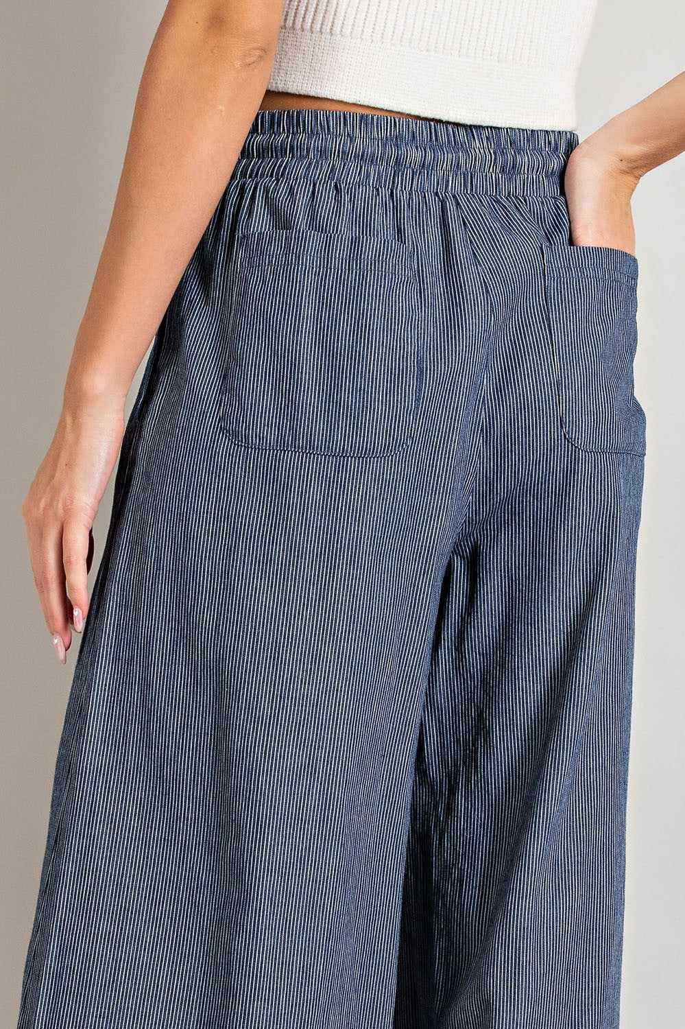 Washed Pinstriped Wide PANTS