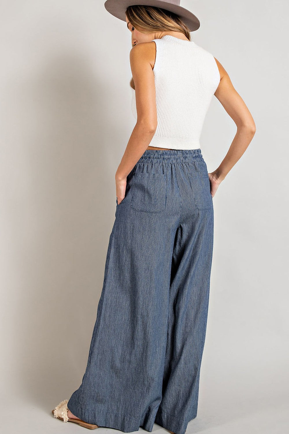 Washed Pinstriped Wide PANTS