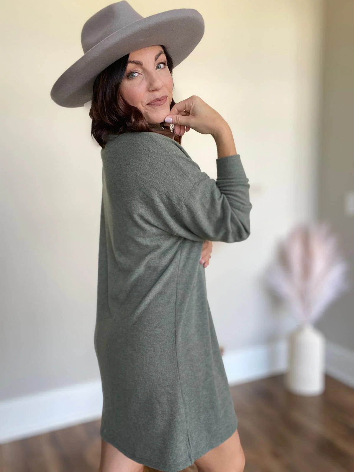 Turtle Neck Drop Shoulder Dress