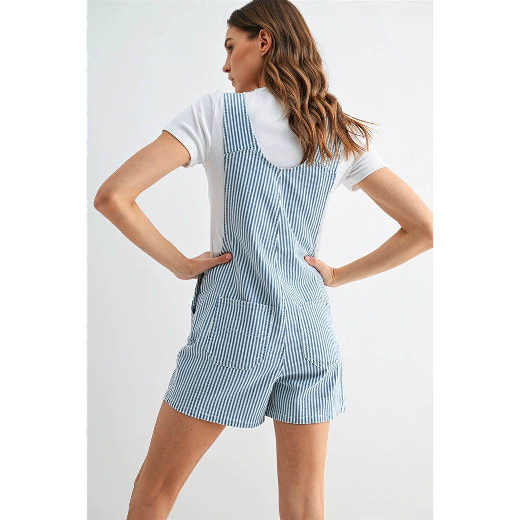Stripe Bib Overall Shorts