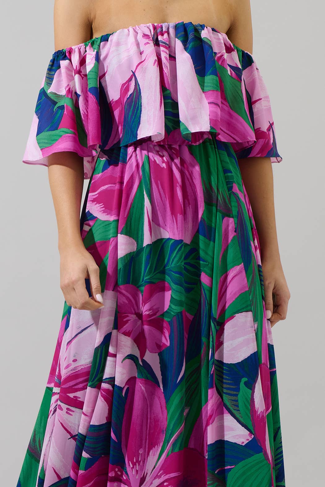 Ellerton Tropics Enamored Off the Shoulder Ruffle Dress
