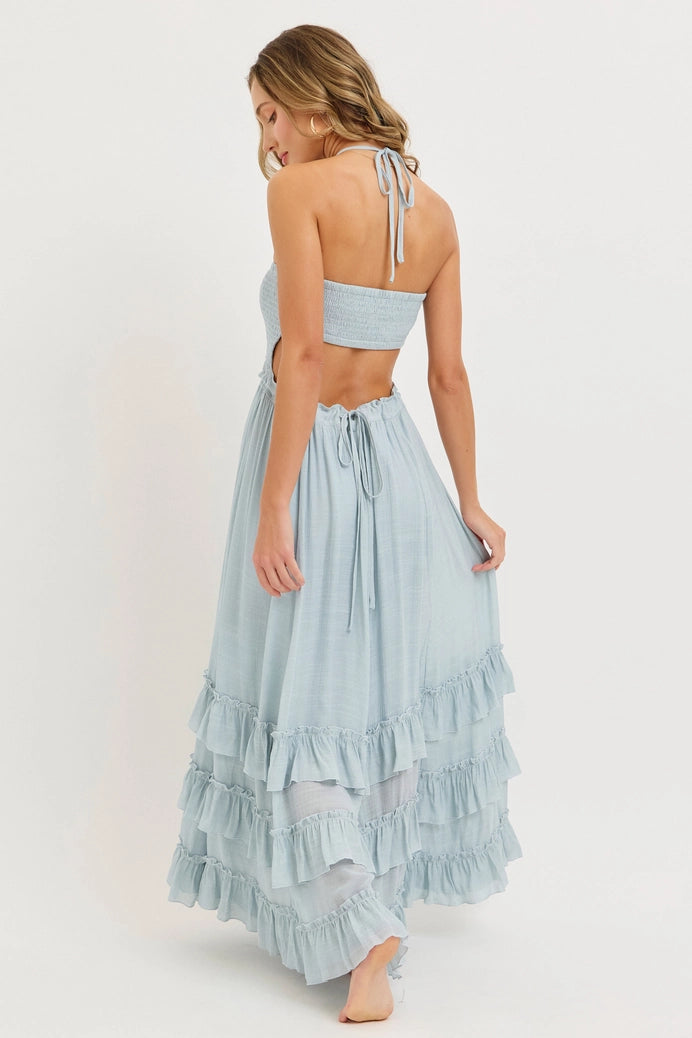 Halter Tiered Maxi Dress