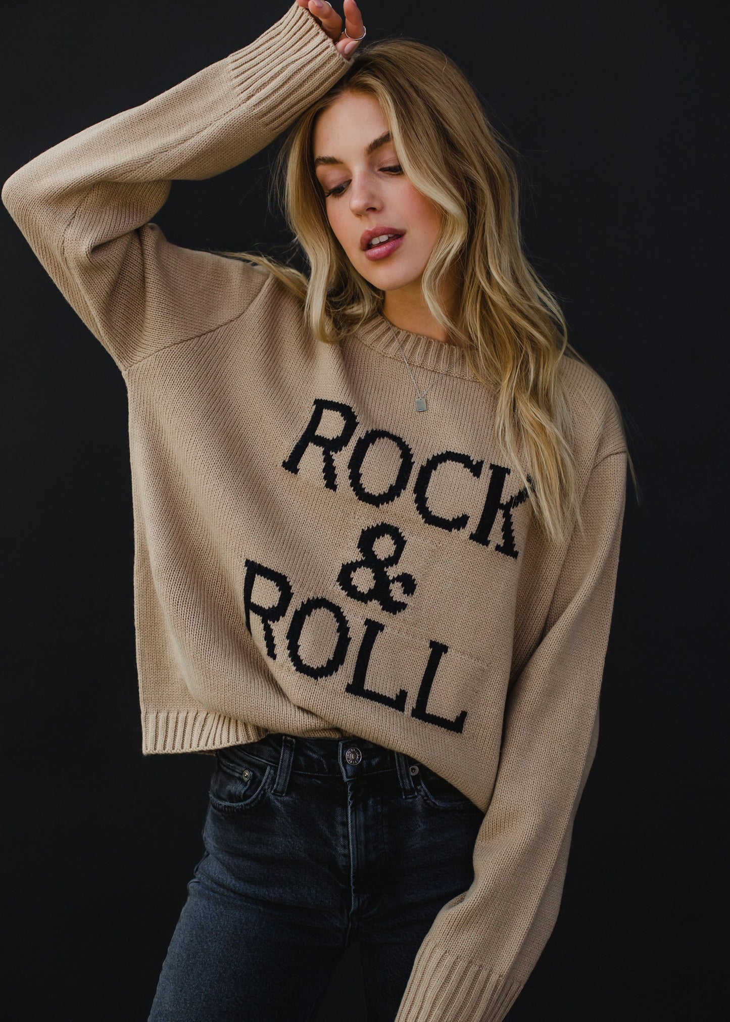 Tan & Black Rock & Roll Sweater