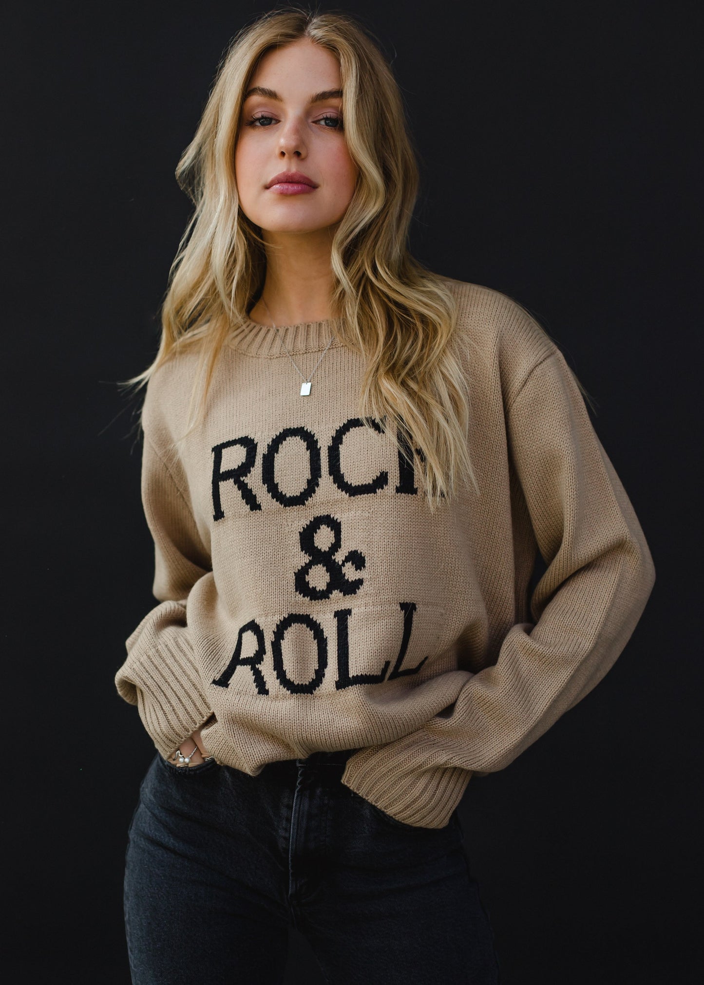 Tan & Black Rock & Roll Sweater