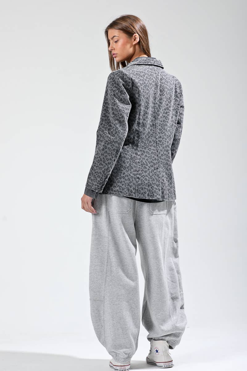 NB80027 - Leopard printed single button blazer