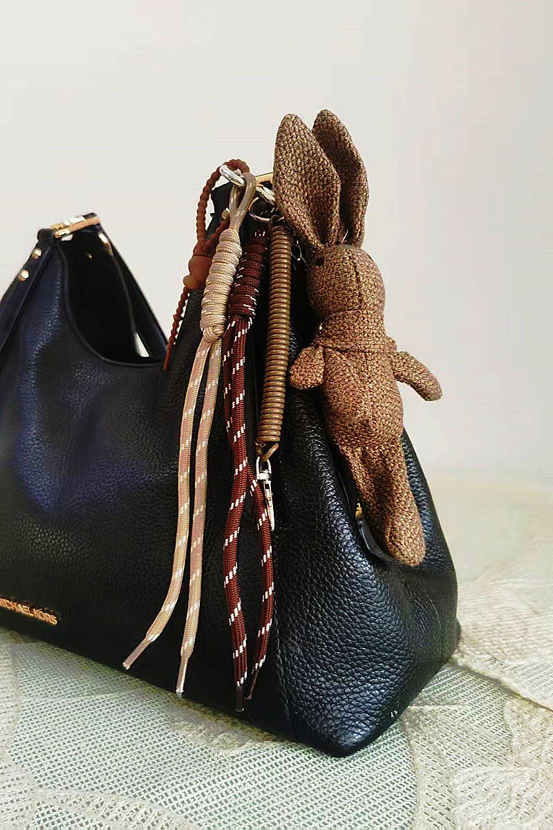 Whimsical Wish Rabbit Bag Charm-Handwoven Linen BagAccessory