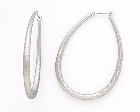 Oval Brushed Silver Hoop