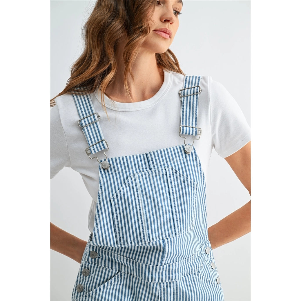 Stripe Bib Overall Shorts