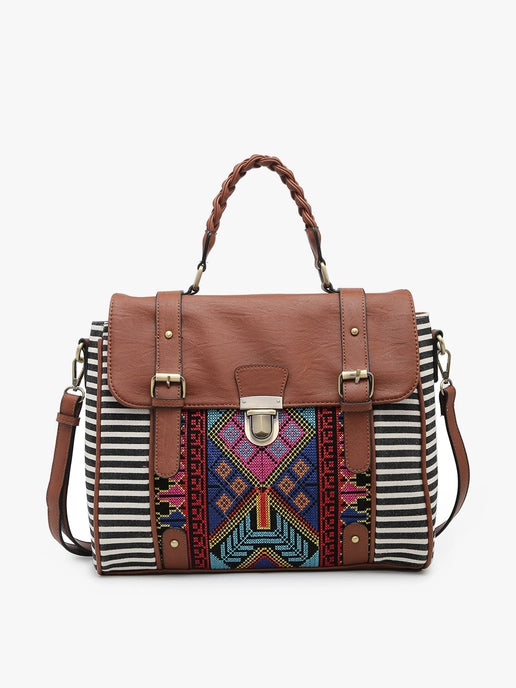 Harlow Aztec Embroidered Satchel