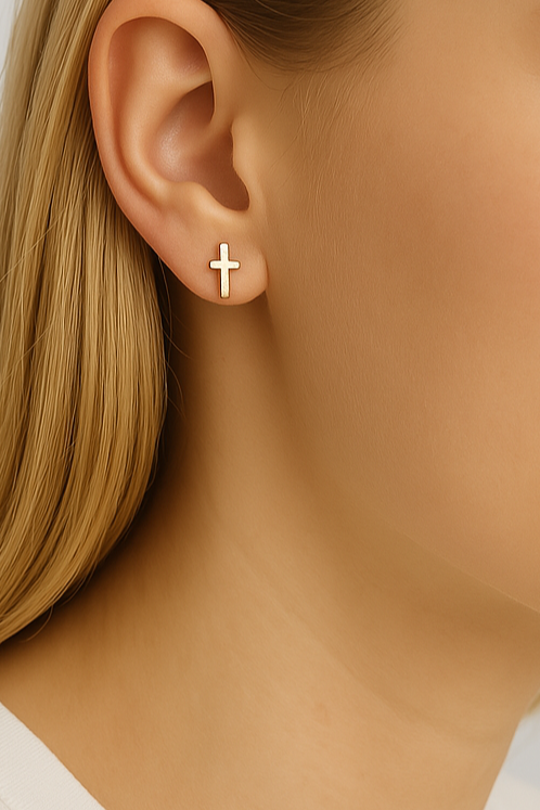 Cross Stud Earrings 18K Gold PVD Stainless Steel