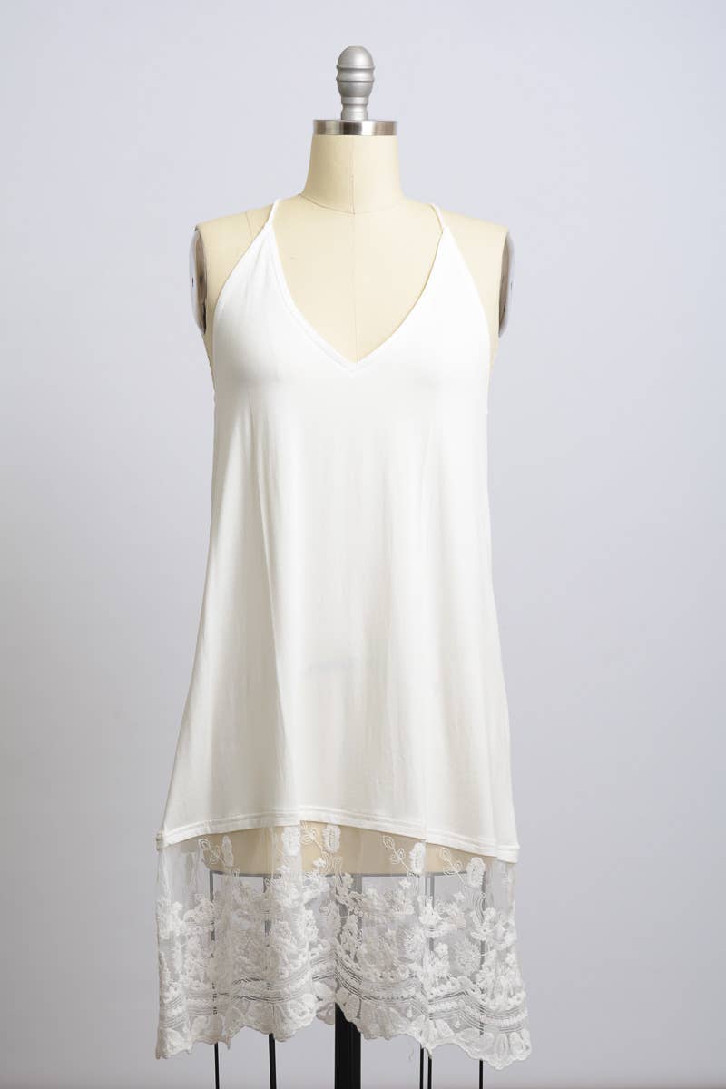Versatile T-Back Lace Midi Slip