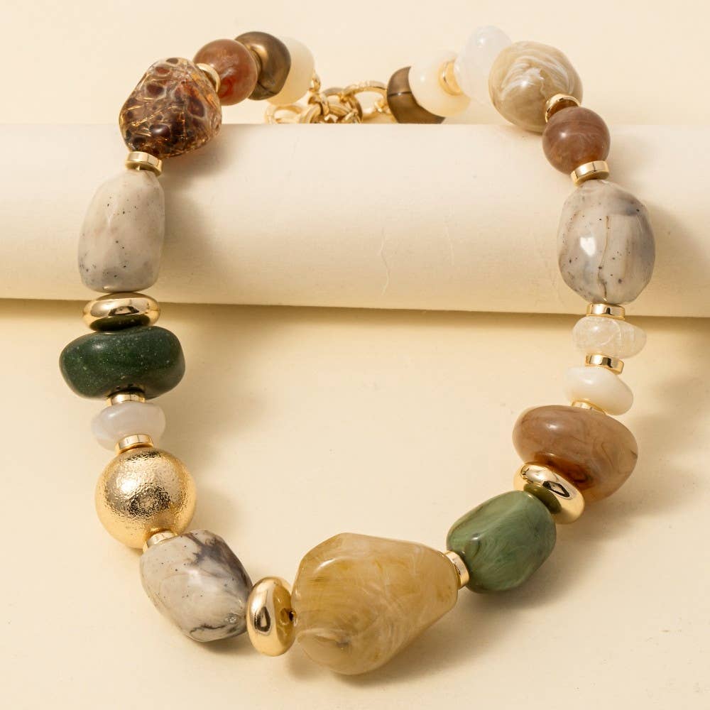 Mixed Chunky Marble Acrylic Beads Necklace