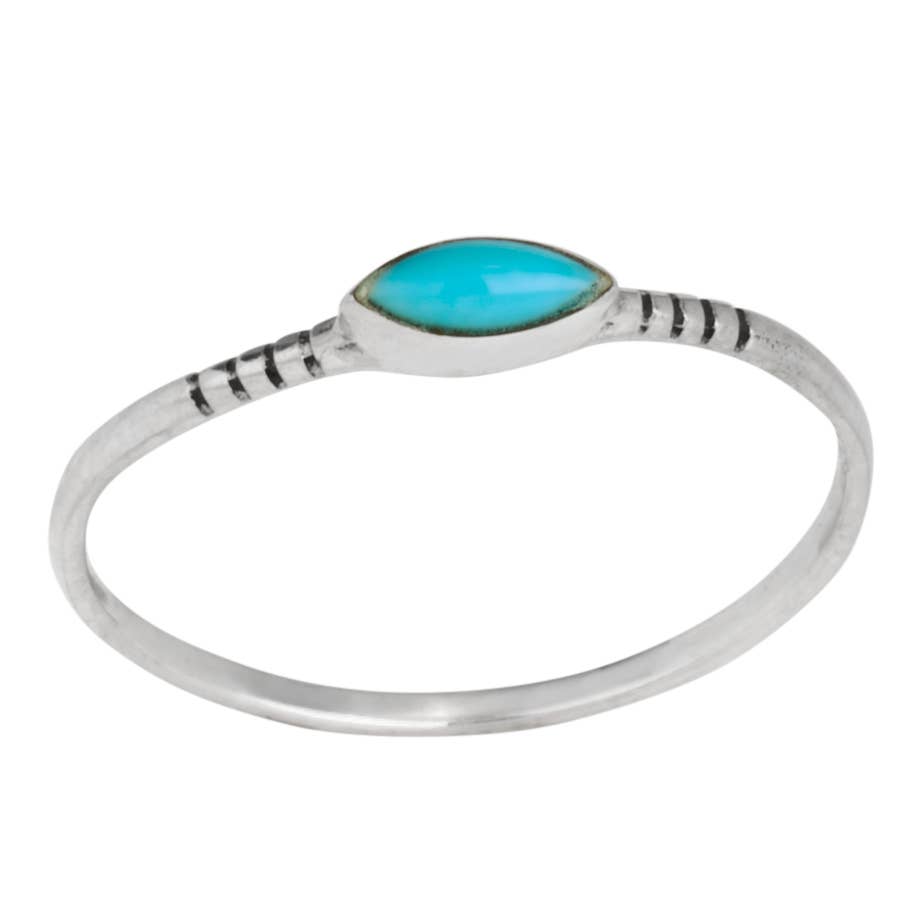 Thin Turquoise Sterling Silver Ring