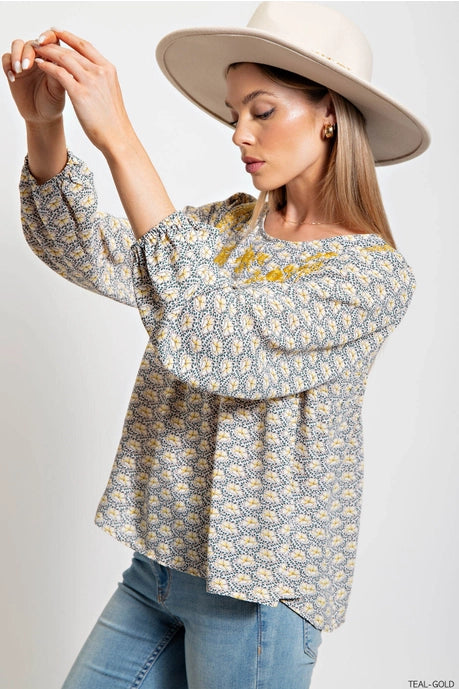 Emb York Bubble Sleeves Top