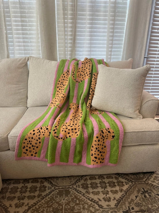 Jungle Wild Blanket - Pink/ Green