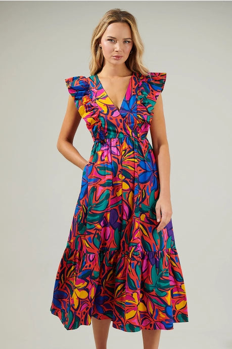 Rainbow Tropics Midi Dress