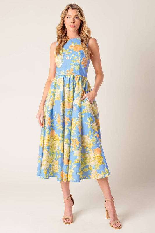 A printed woven midi dress - ID21920